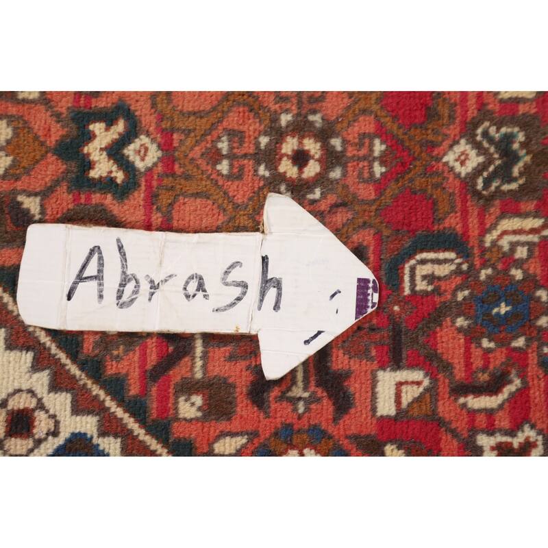 Geometric / Medallion Hamedan Vintage Runner Rug Handmade Wool Carpet - 3'5"x 10'4"