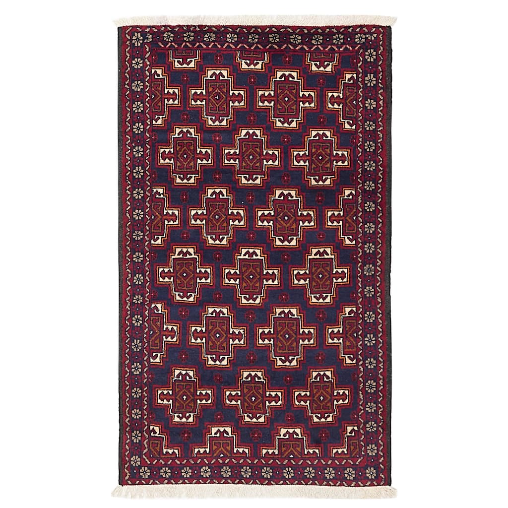 ECARPETGALLERY Hand-knotted Baluch Dark Navy, Red Wool Rug - 3'3 x 5'7