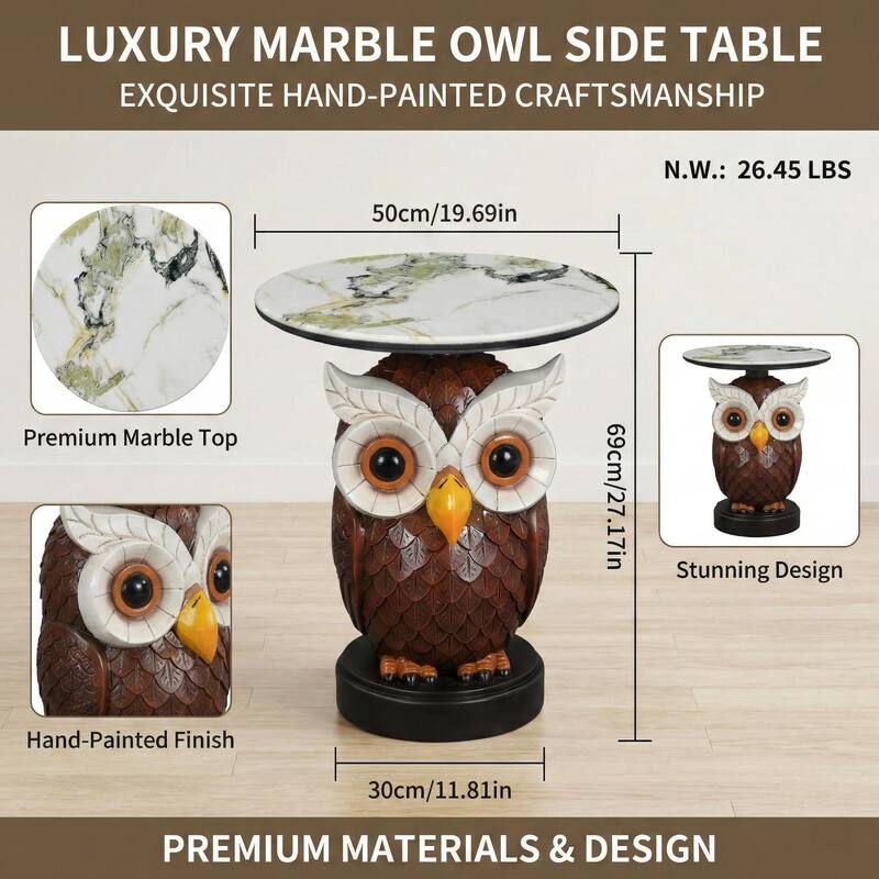 Owl Accent Table Animal Statue End Tables Livingroom