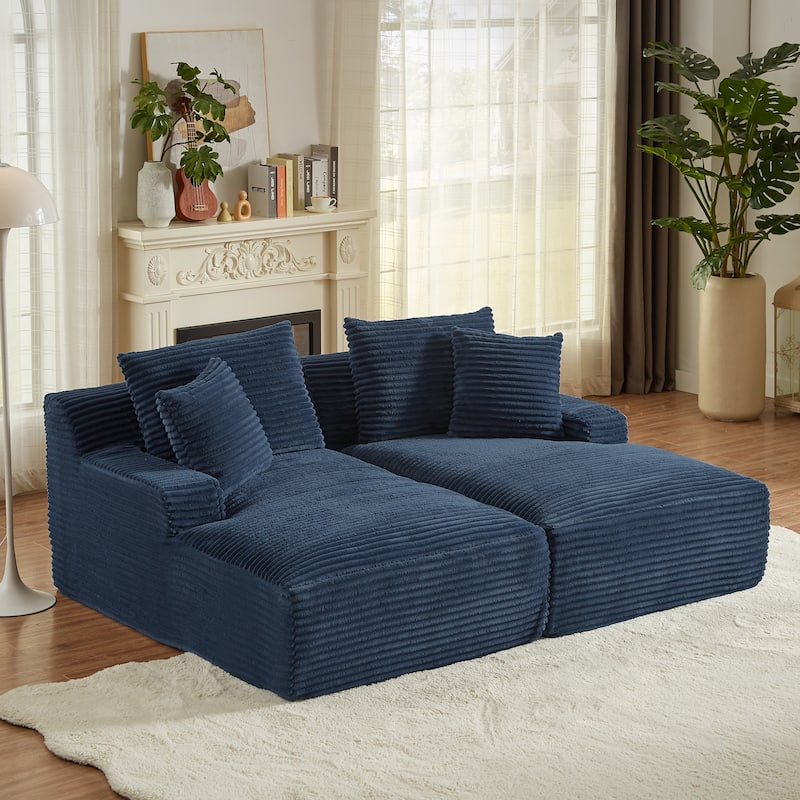 Modern Sleeper Loveseat Sectional Sofa Corduroy Double Chaise Lounge