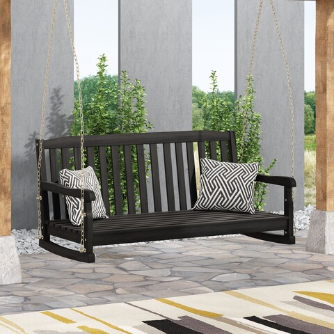 Province Outdoor Acacia Wood Hanging Porch Swing by Christopher Knight Home