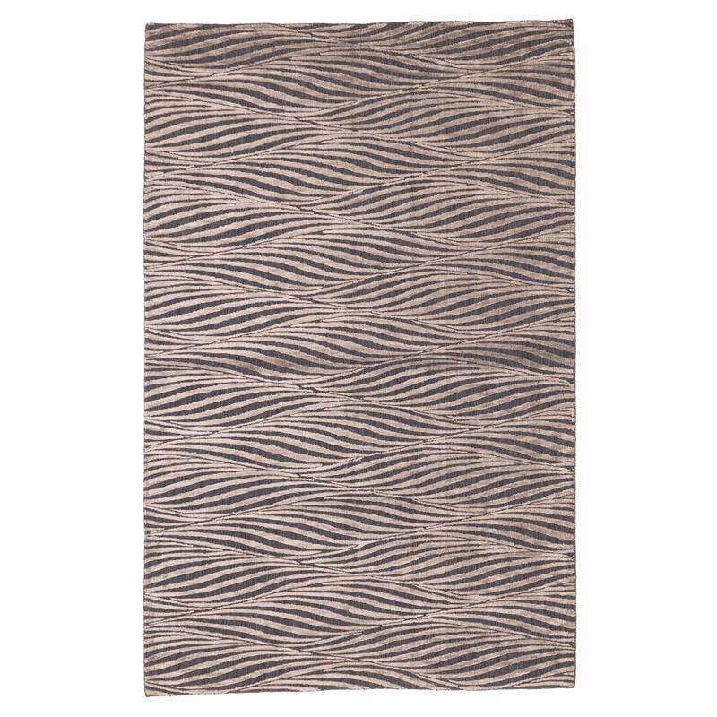 ECARPETGALLERY Hand Loomed Elysian Grey Viscose, Wool Rug - 5'2 x 8'0