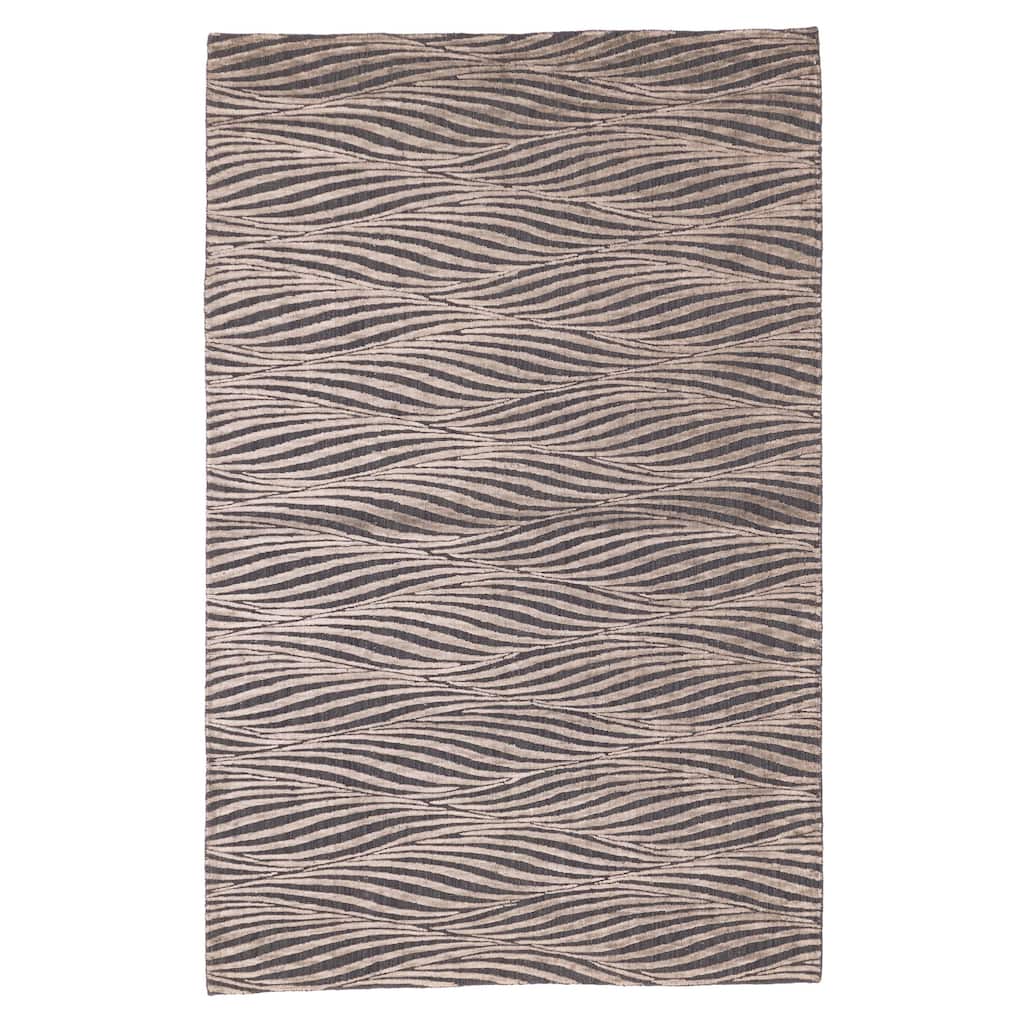 ECARPETGALLERY Hand Loomed Elysian Grey Viscose, Wool Rug - 5'2 x 8'0