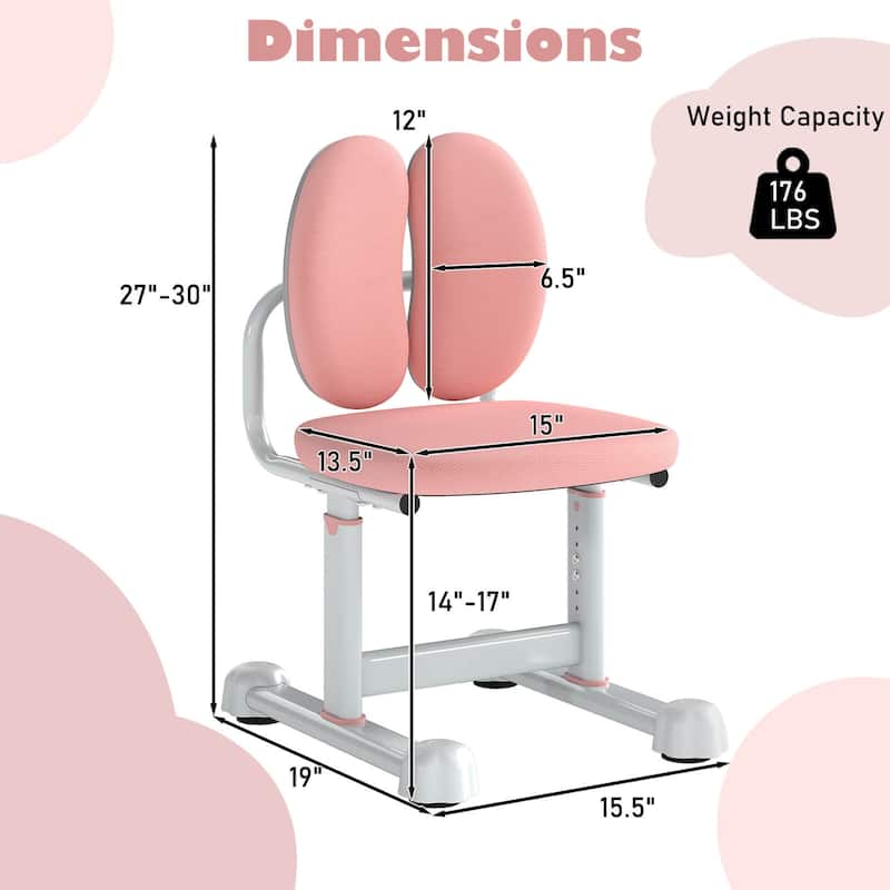 Costway Kids Desk Chair with Double Back Support Adjustable Height - See Details