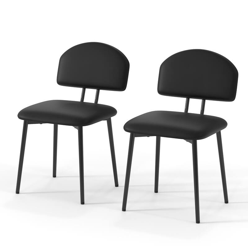Javlergo Modern PU Leather Dining Chairs Set of 2 or 4 Upholstered Side Chairs Oval Back Compact Kitchen Chairs for Dining Room - Set of 2 - Black