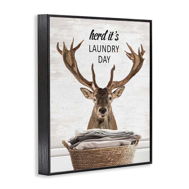 Stupell Herd It's Laundry Day Elk Framed Giclee Art Design By Lettered and Lined