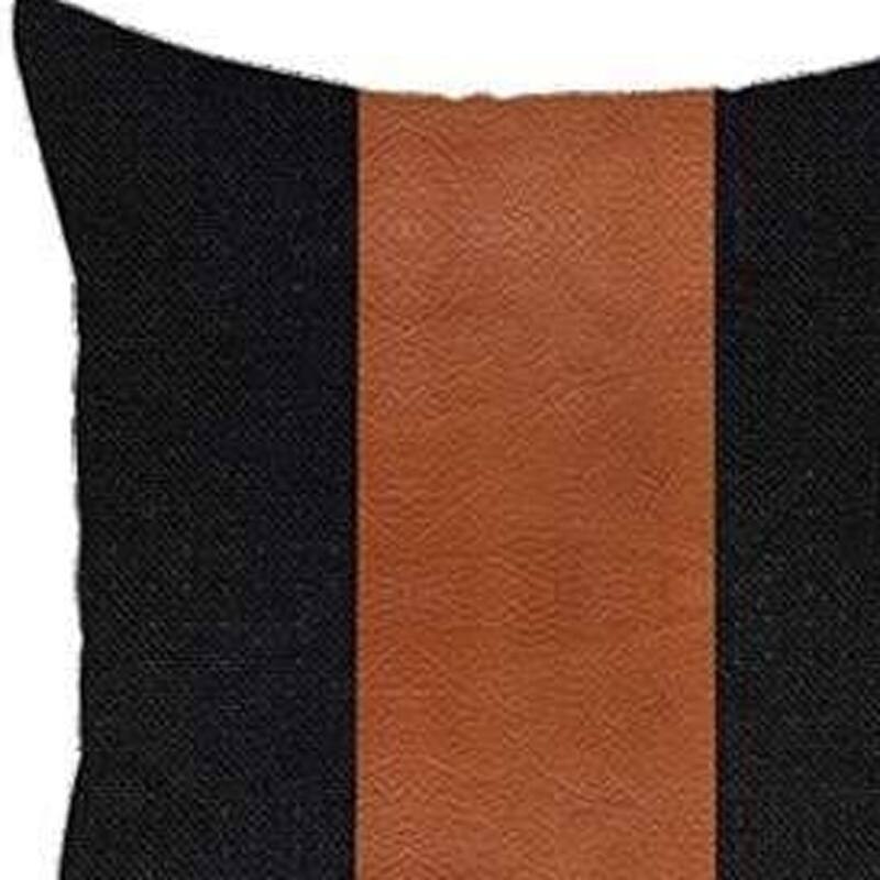 HomeRoots Set Of Four 18" X 18" Black And Brown Geometric Zippered Handmade Polyester Throw Pillow