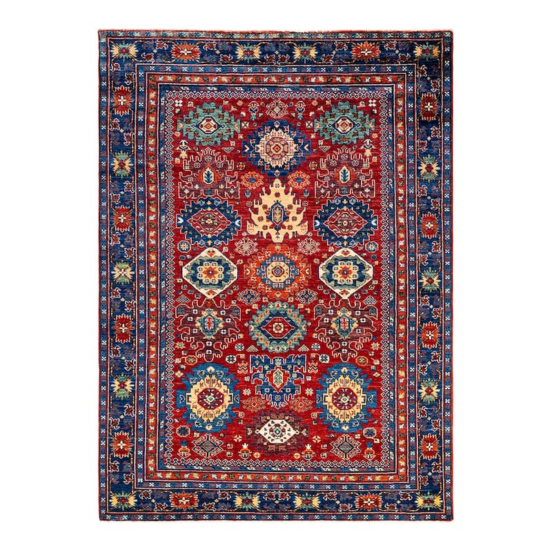 Overton Hand Knotted Wool Vintage Inspired Traditional Serapi Orange Area Rug - 7' 10" X 5' 9"