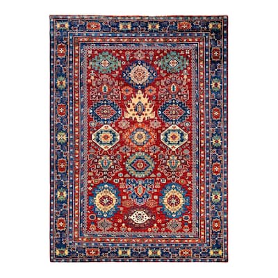 Overton Hand Knotted Wool Vintage Inspired Traditional Serapi Orange Area Rug - 7' 10" X 5' 9"