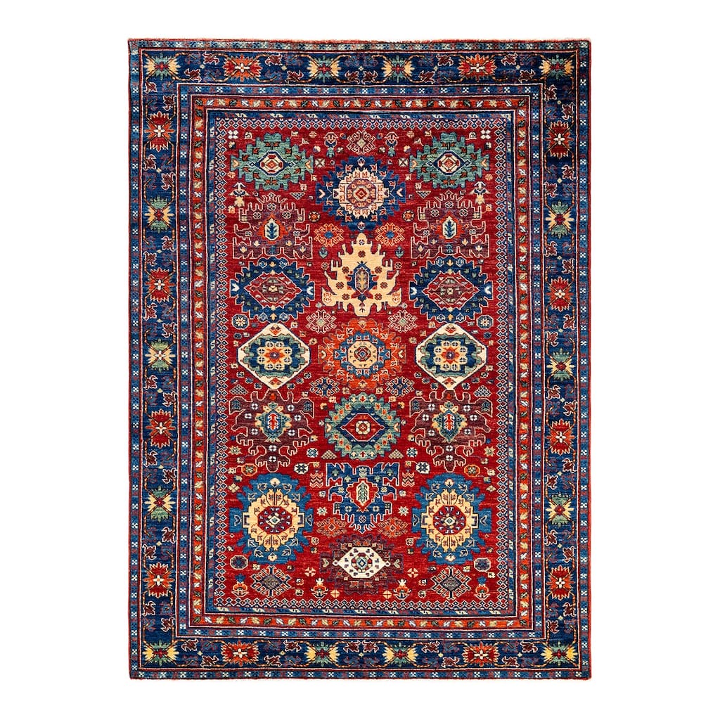 Overton Hand Knotted Wool Vintage Inspired Traditional Serapi Orange Area Rug - 7' 10" X 5' 9"