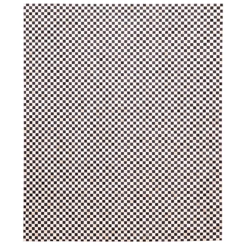 ECARPETGALLERY Handmade Cowhide Patchwork Black, Cream Leather Rug - 8'1 x 10'0