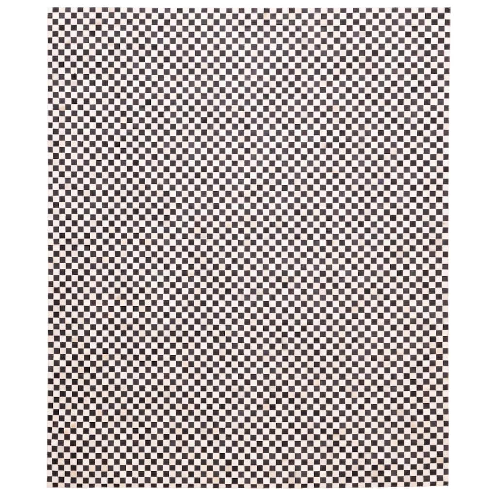 ECARPETGALLERY Handmade Cowhide Patchwork Black, Cream Leather Rug - 8'1 x 10'0