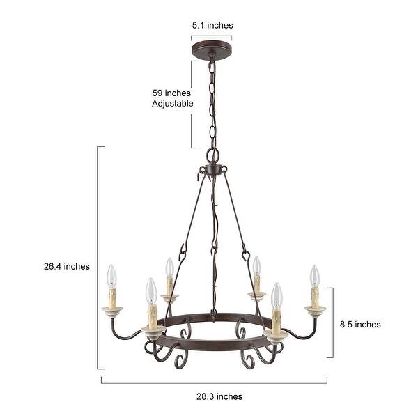 The Gray Barn Farmhouse Rustic 6Light Chandelier French Country Metal Wagon Wheel for Living