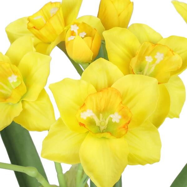 Set of 3 Yellow Artificial Daffodil Flower Stem Bush Bouquet 22in 22