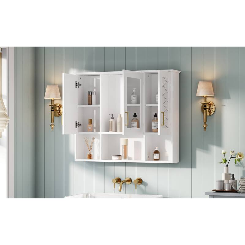 35" 2-in-1 Wall Mounted Medicine Cabinet with Adjustable Shelves & Soft Close Doors, High-Define Mirror with Storage