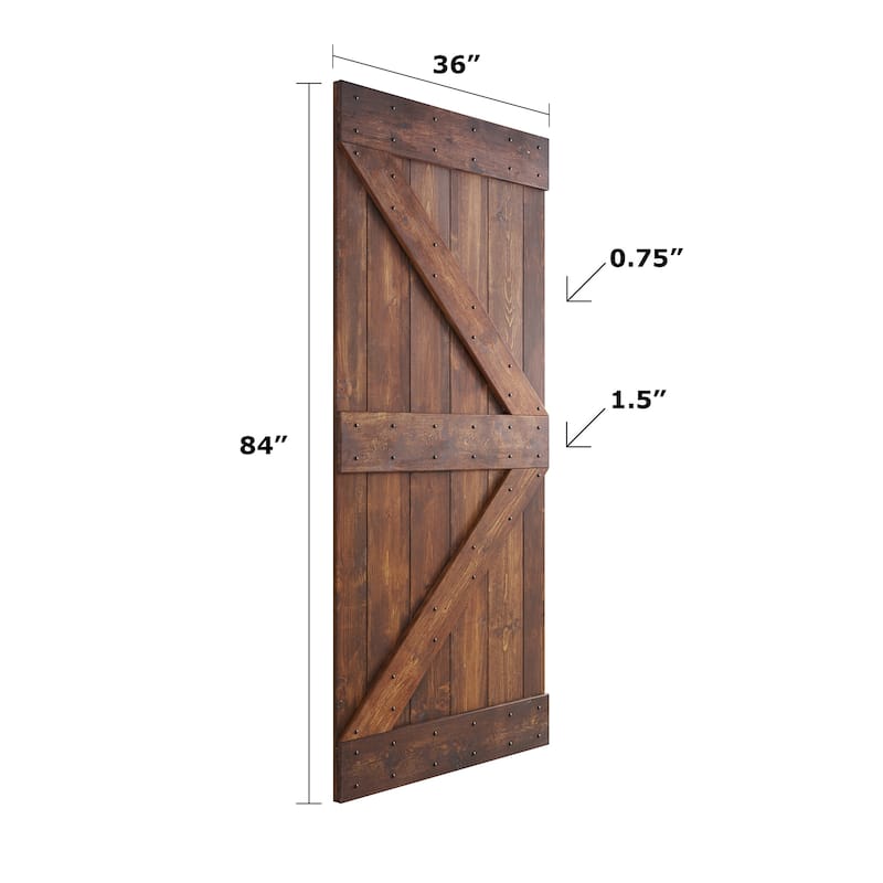 Coast Sequoia 48in/60in/72in/76in/84in x 84in K Series Pine Wood Double Sliding Barn Door With Hardware Kit