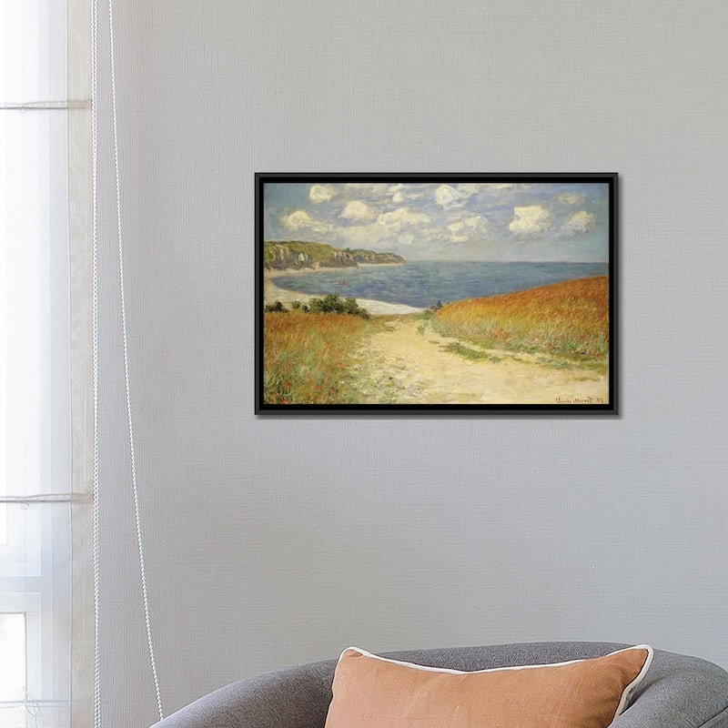 iCanvas "Path in the Wheat at Pourville, 1882 " by Claude Monet Framed Canvas Print