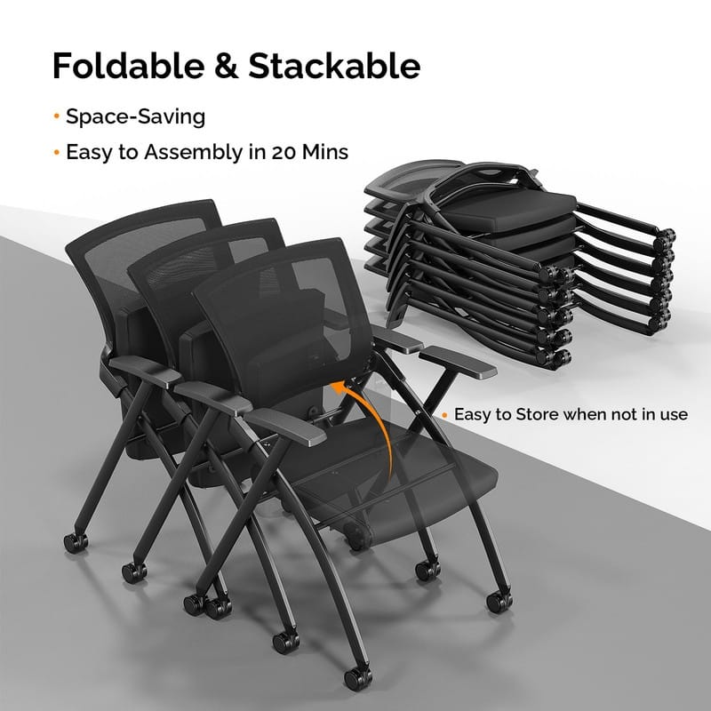 2 Pack Stackable Conference Room Chairs with Wheels, Folding Office