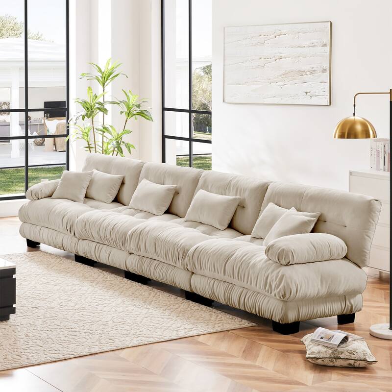 GDFStudio - Chenille 4-Seater 173.2" Deep Seat Sofa Couch