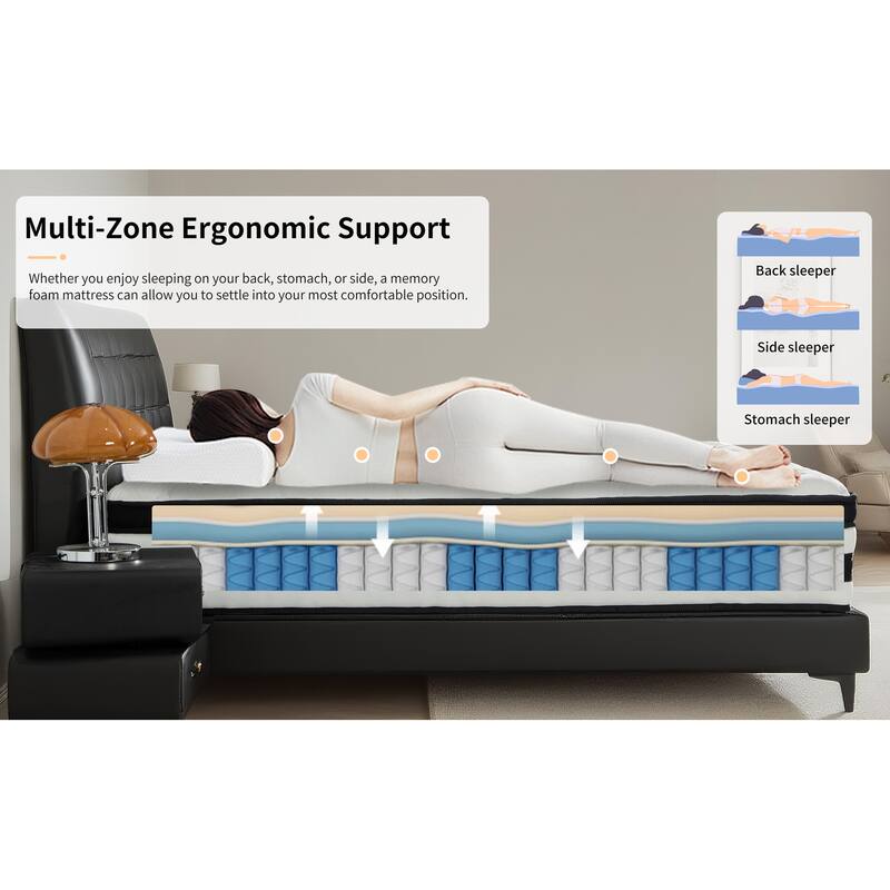 12-Inch Mattress w/Individual Pocket Spring, Zoned Memory Foam and Breathable Knitted Cover
