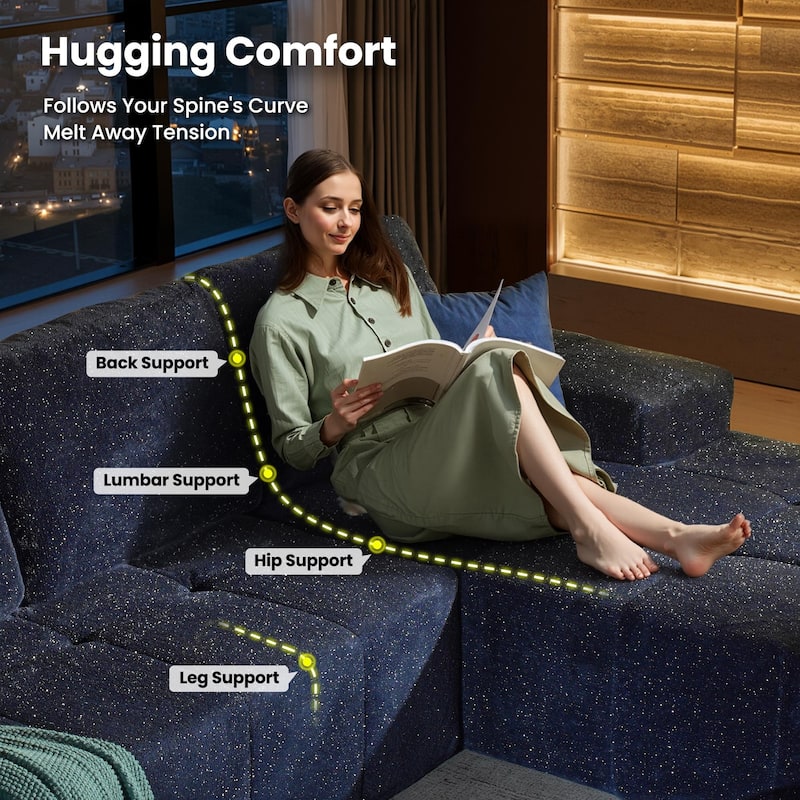 OVIOS Starry Sky Fabric Chaise Lounge Sofa