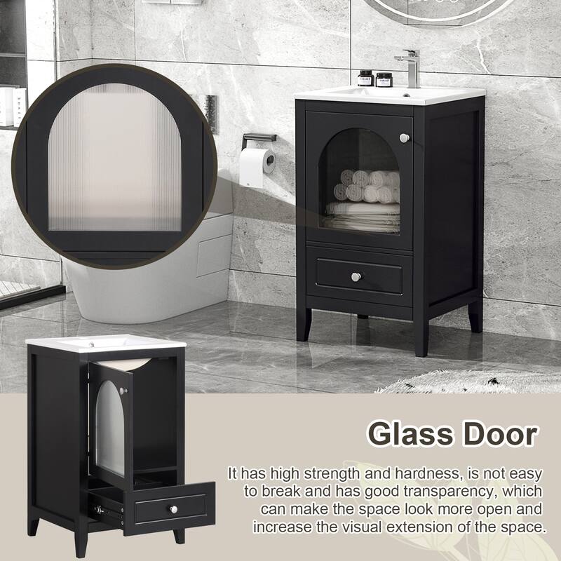 20" Bathroom Freestanding Vanity with Ceramic Sink