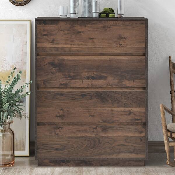 dark brown 4 drawer dresser Mid-Century Modern Drawers Chest, - Bed Bath & Beyond engineered wood veneer and