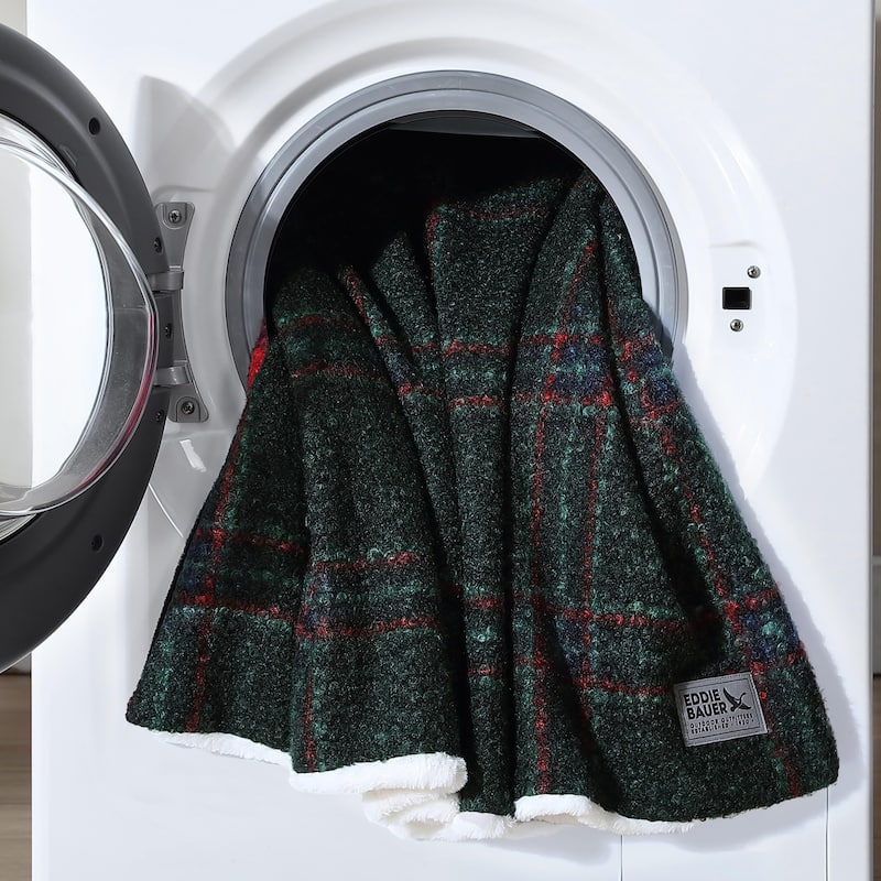 Eddie Bauer Printed Boucle/Faux Fur Throw Blanket