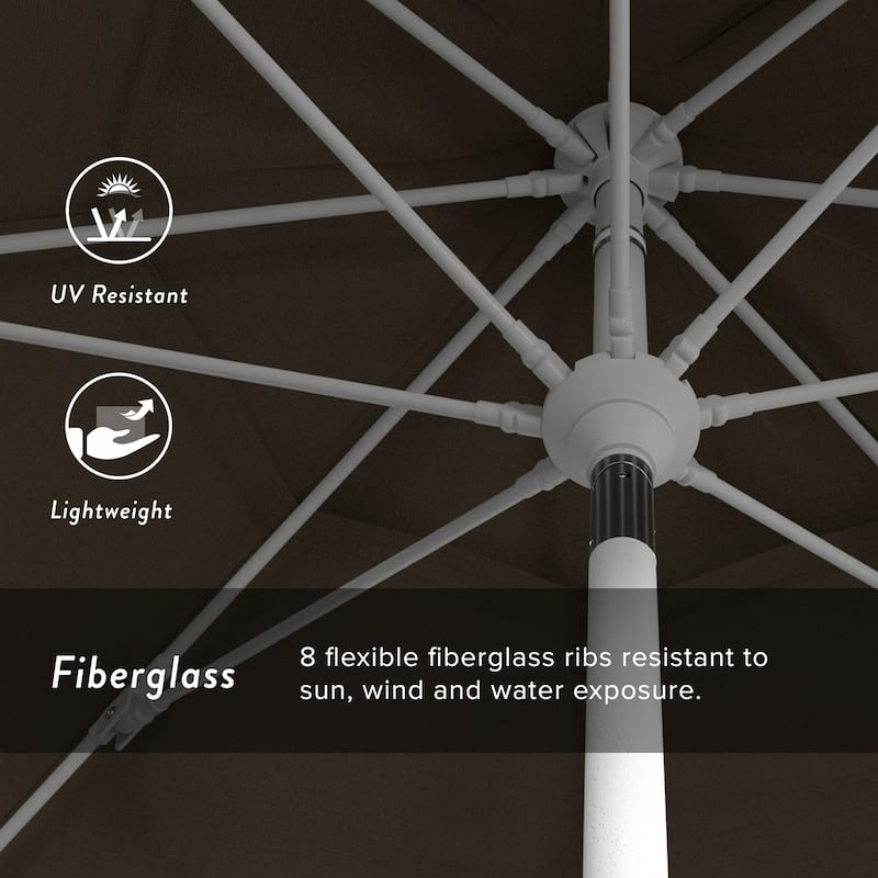 California Umbrella 11' Rd. Alum/Fiberglass Rib Patio Umb,Crank Lift/Collar Tilt, Dbl Wind Vent, White Finish, Sunbrella Fabric