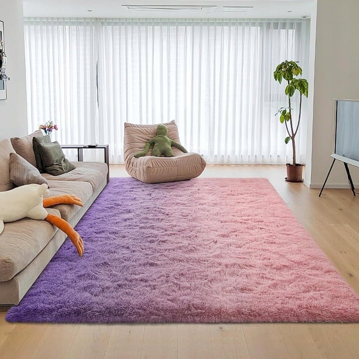 Shaggy Home Decor Carpet Luxury Gradient Rug for Living Room Bedroom