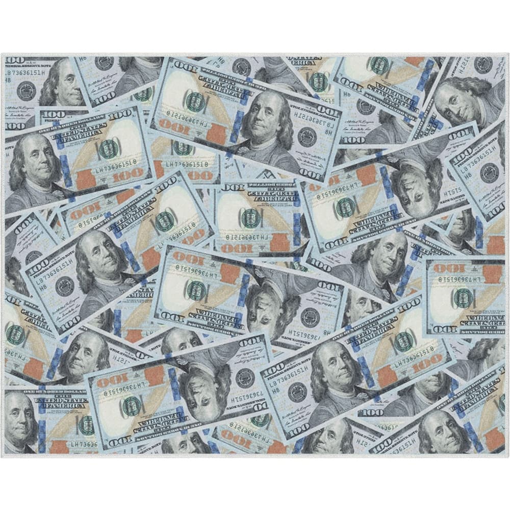 Well Woven Money Dollar Front Novelty Machine Washable Area Rug