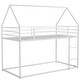 preview thumbnail 19 of 26, Twin House Bunk Bed with Slide, Ladder, and Guardrails, Metal Frame, Black