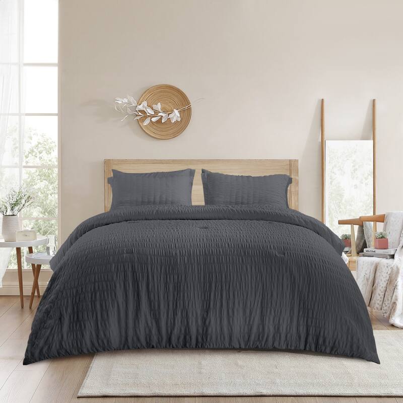 7-piece Seersucker Bedding Set, Comfortable and Durable Bed in a Bag