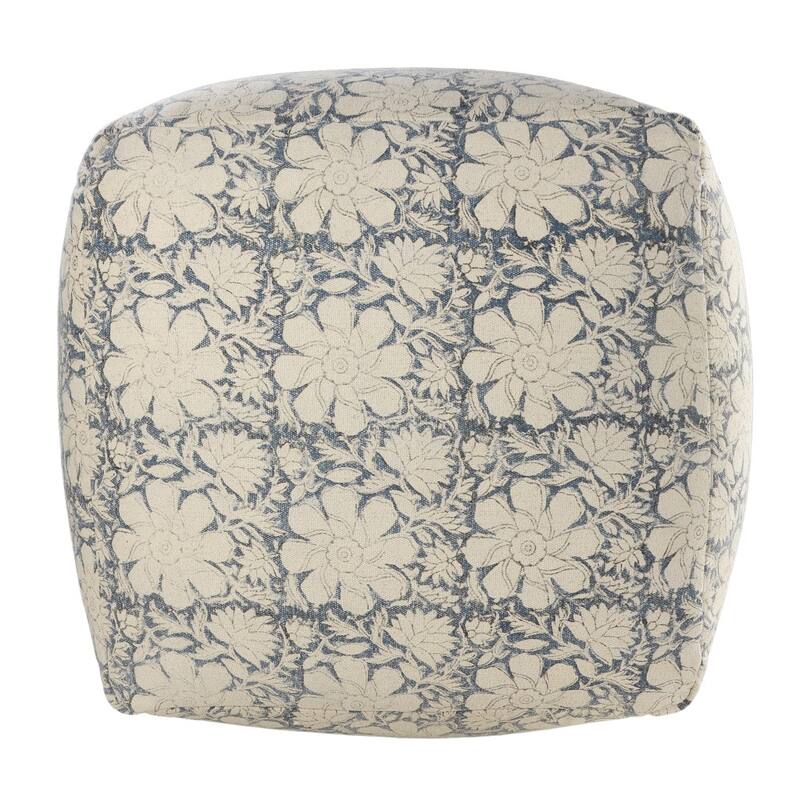 HomeRoots 20" Beige 100% Cotton Ottoman