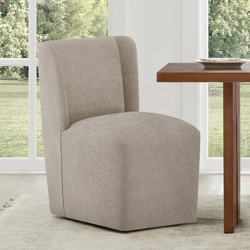 Spruce & Spring Iris Modern Upholstered Fabric Dining Chair with Casters