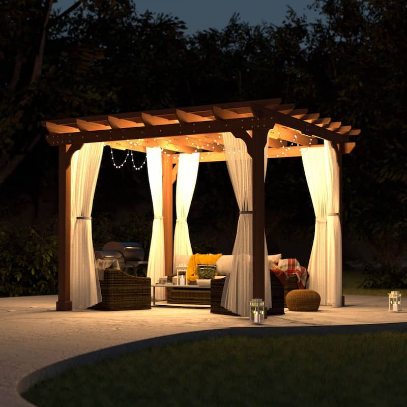 VEIKOUS Outdoor Cedar Wood Pergola Gazebo Kit with Flat Roof Trellis for Patio, Deck, Garden and Backyard