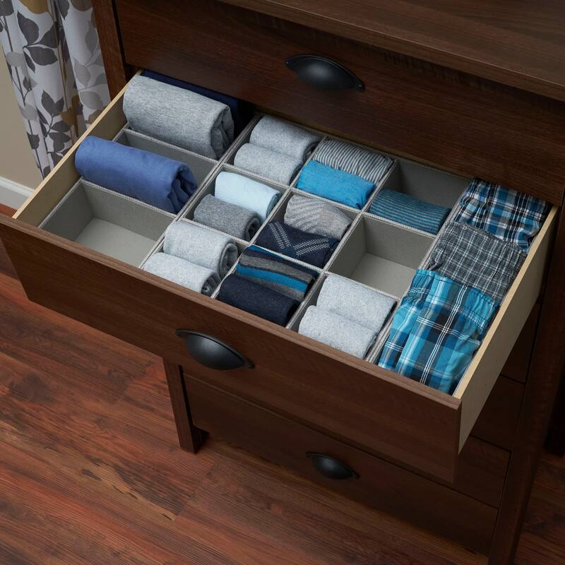 Household Essentials Accessory Organizer with Fabric Covering and Three Compartments - 12.0"L x 6.0"W x 3.0"H