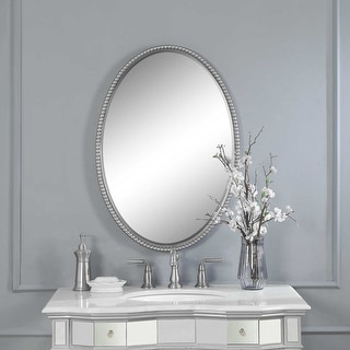 Uttermost Sherise 32" X 22" Contemporary Oval Beaded Frame Bathroom