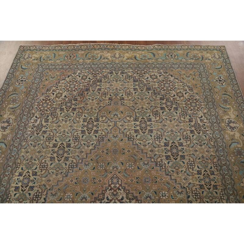Geometric Tabriz Persian Vintage Area Rug Handmade Wool Carpet - 6'3" x 9'7"