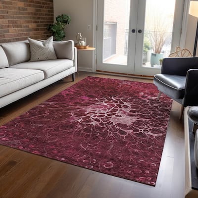Machine Washable Indoor/ Outdoor Chantille Modern Floral Rug