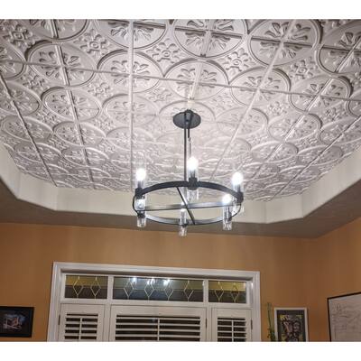 Art3d 2x2 PVC Decorative Suspended ceiling Tile, Glue-up Ceiling Panel Fancy Flower in Matt White (12-Pack)