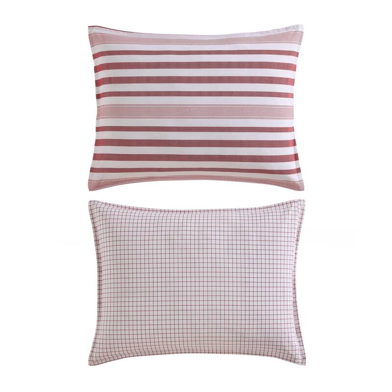 Tommy Hilfiger Mandalay Beach Stripe Cotton Reversible Red Duvet Cover Set