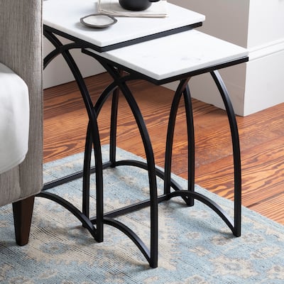 Livabliss Melissa 2-piece Marble Top Nesting Table Set