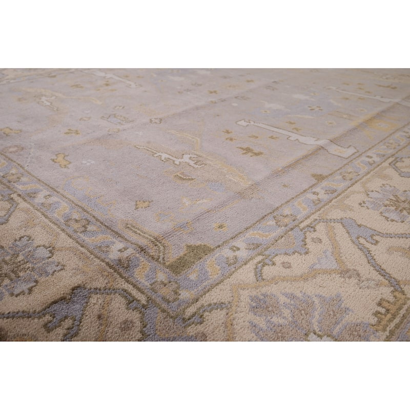Earth Tone Oushak Indian Area Rug Handmade Transitional Wool Carpet - 8'0"x 9'9"