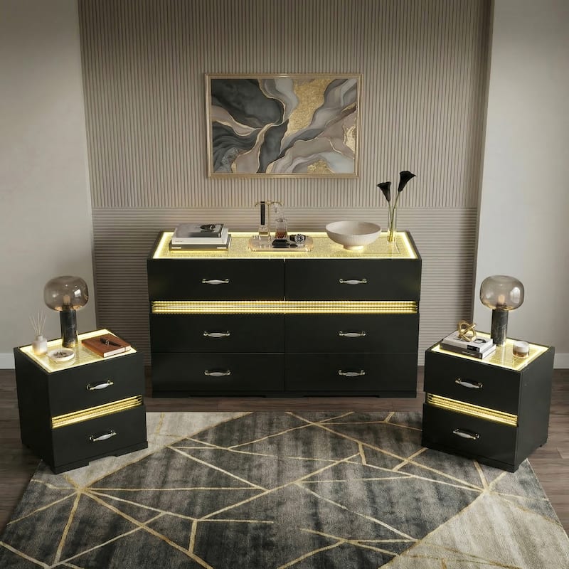 black night stand and dresser set Furniture of America Lucan II 3-Piece Farmhouse 2 Nightstand Bedroom and scratch Furniture of America Fairhart 3-Piece