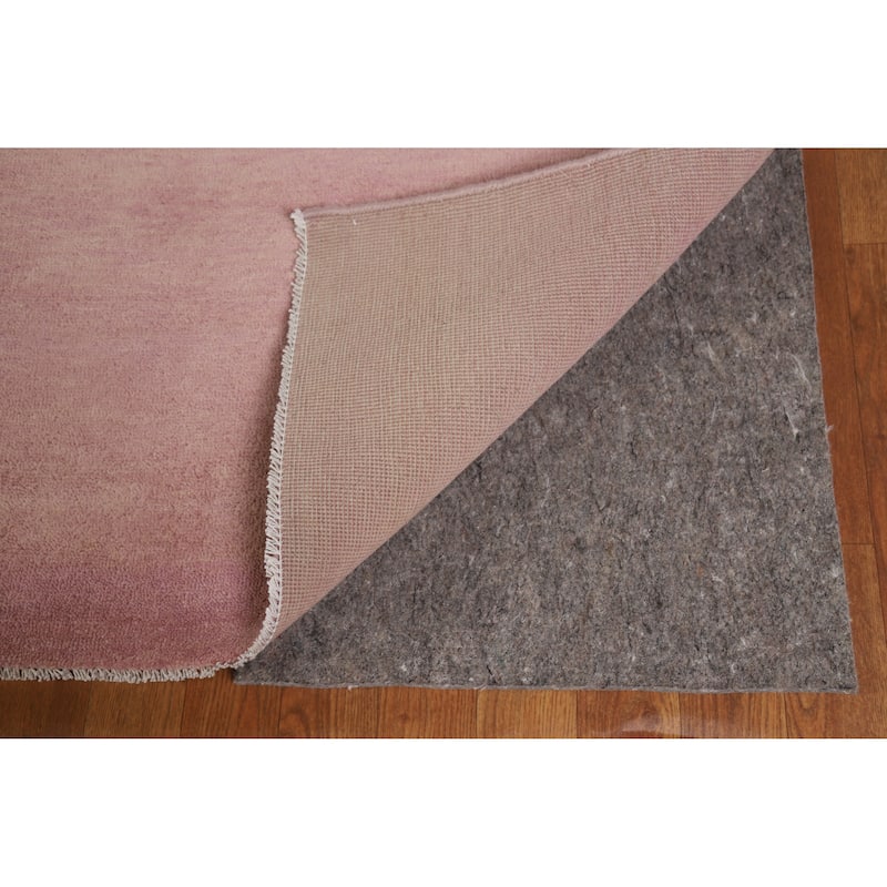 Hand Knotted Oriental 100% Wool Carpet Modern Solid Pink Gabbeh Area Rug - 14' 2'' X 10' 1''
