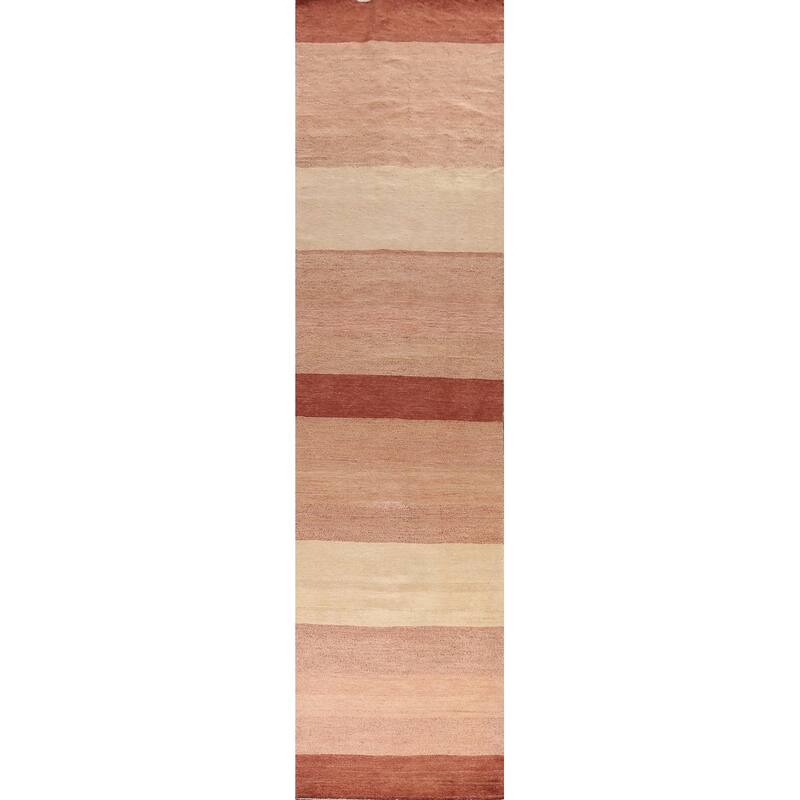 Contemporary Gabbeh Kashkoli Oriental Wool Runner Rug Handmade Carpet - 3'2" x 15'11"