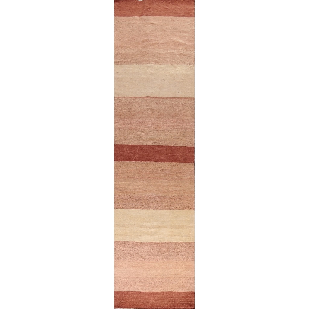 Contemporary Gabbeh Kashkoli Oriental Wool Runner Rug Handmade Carpet - 3'2" x 15'11"