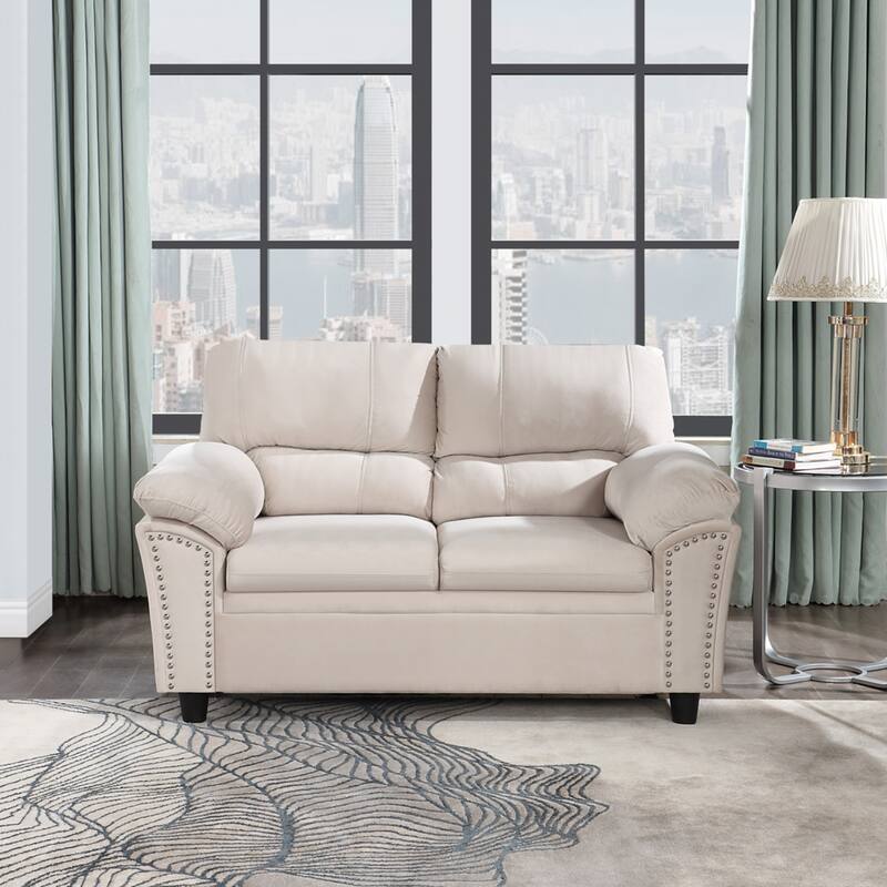 Mid-century Modern Upholstered Velvet Sofa Set with Armchair, Loveseat, 3-Seater Sofa