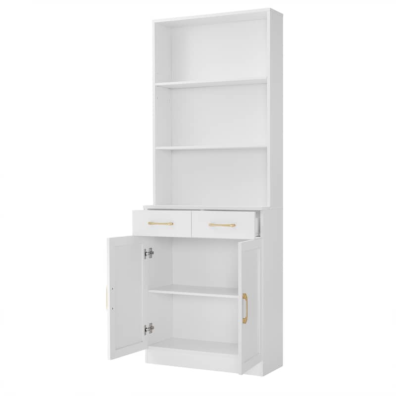 Freestanding Kitchen Pantry Cabinet Storage Cabinet with Adjustable Shelf, Tall Bathroom Cabinet with Anti-Tip